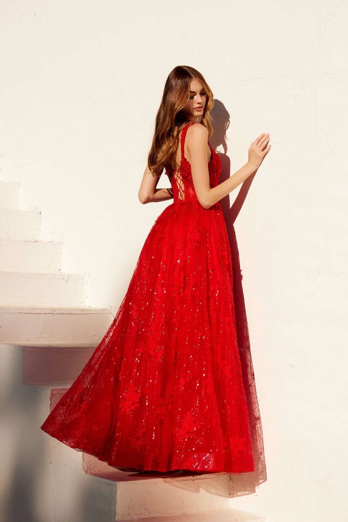 Prom Dresses Prom Long A Line Beaded Lace Applique Formal Dress Red