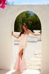 Prom Dresses Prom Long Sequin Print Fitted Formal Dress Baby Pink