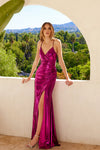 Prom Dresses Prom Long Fitted Metallic Formal Dress Fuchsia