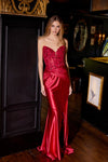 Prom Dresses Fitted Long Corset Formal Applique Prom Dress Berry