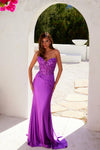 Prom Dresses Fitted Long Corset Formal Applique Prom Dress Magenta