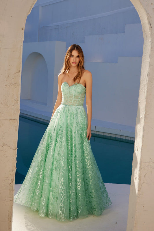 Prom Dresses Prom Long A Line Formal Glitter Print Evening Dress Mint Green