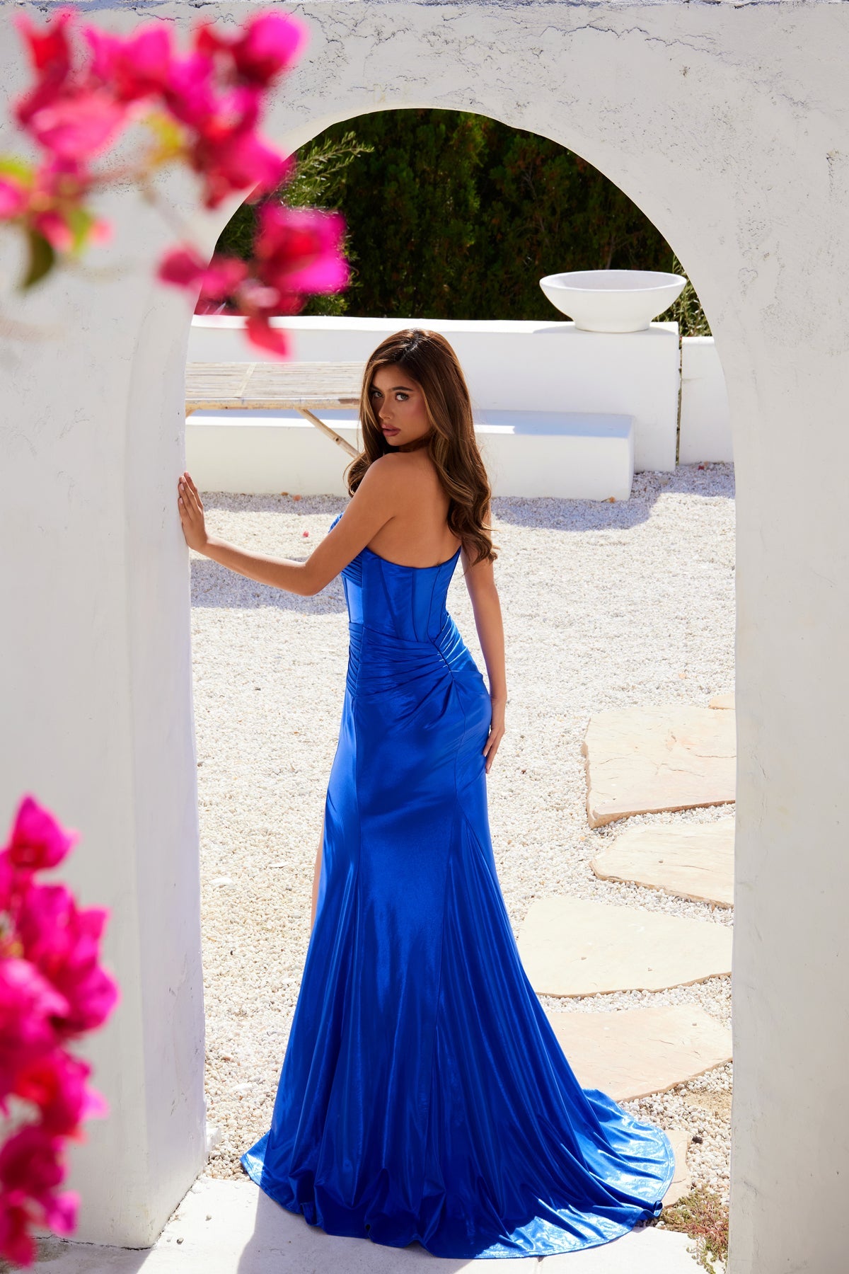 Prom Dresses Prom Fitted Corset Long Metallic Formal Dress Royal Blue