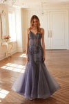 Prom Dresses Long Mermaid Formal Glitter Sequin Corset Prom Dress Gunmetal