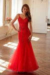 Prom Dresses Long Mermaid Formal Glitter Sequin Corset Prom Dress Red