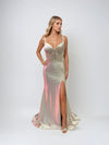Prom Dresses Long Fitted Ruched Slit Prom Dress Gold