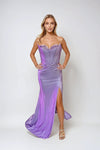 Prom DressesProm Long Fitted Corset Formal Sequin Dress Lilac