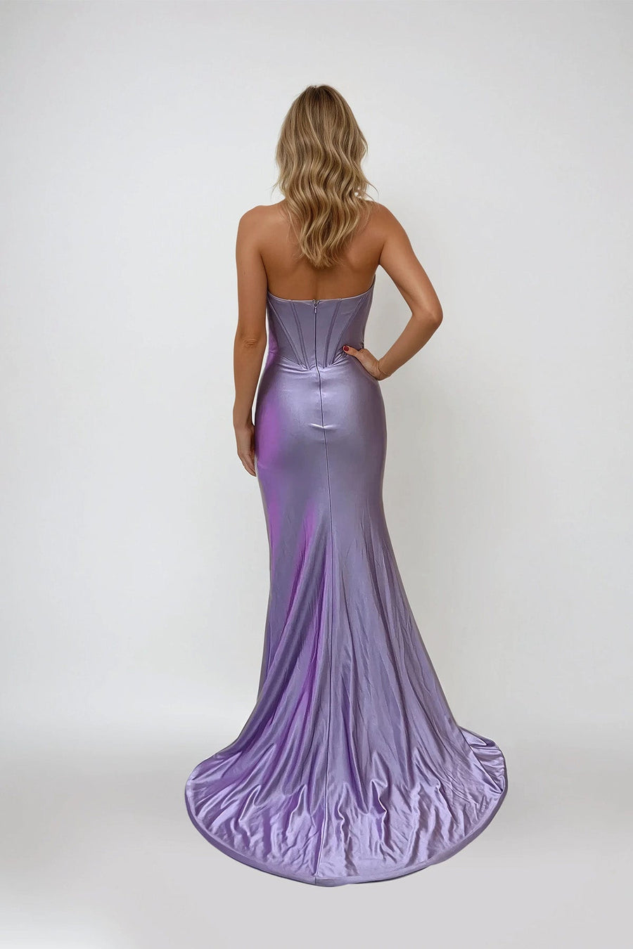 Prom DressesProm Long Fitted Corset Formal Sequin Dress Lilac