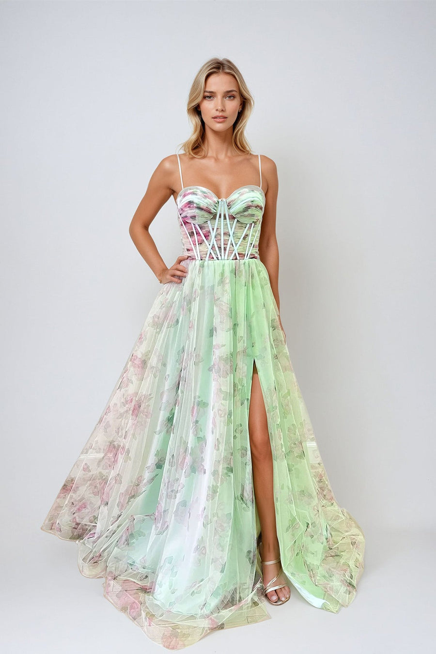 Prom Dresses Prom Long A Line Formal Printed Dress Apple Green