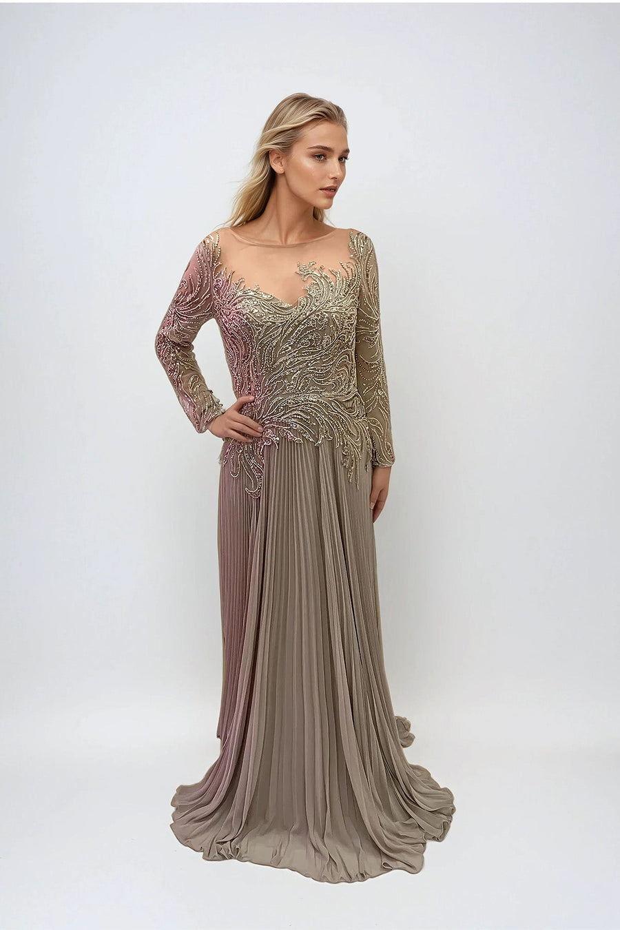 Mother of the Bride Dresses Long Formal Sequin Mother of the Bride Dress Mink