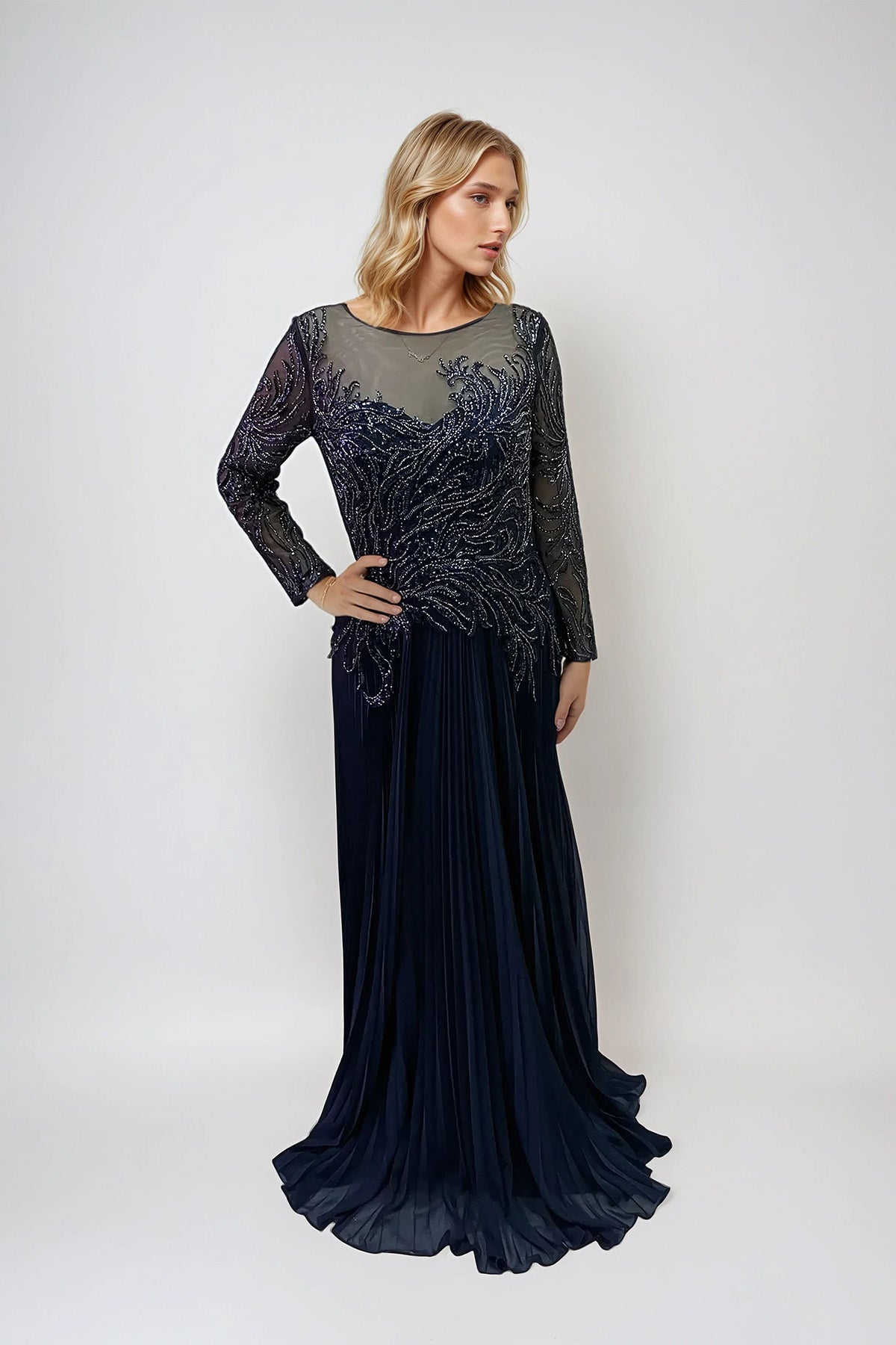 Mother of the Bride Dresses Long Formal Sequin Mother of the Bride Dress Navy Blue