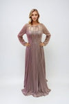 Mother of the Bride Dresses Long Formal Pleated Sequin Mother of the Bride Dress Mauve