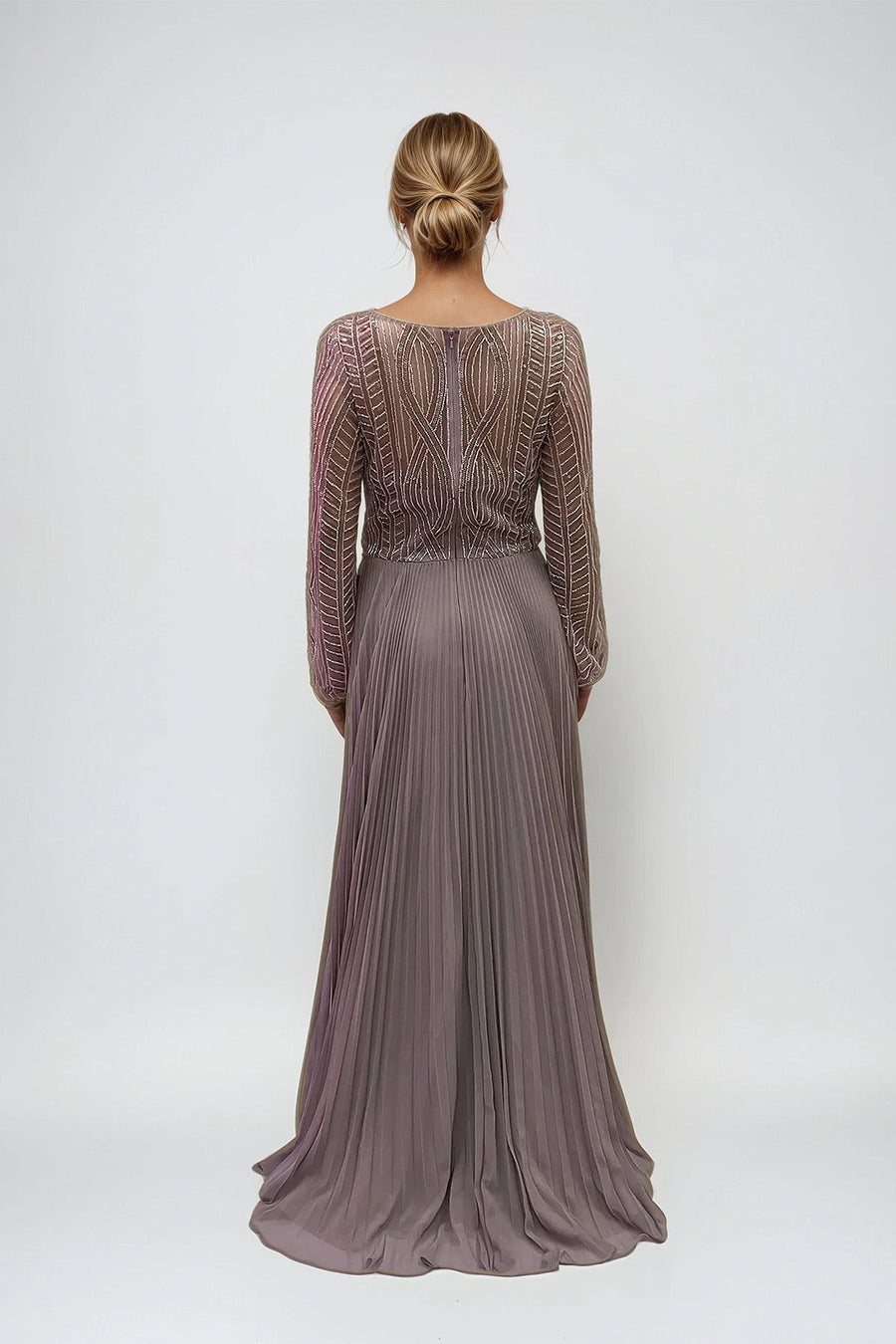 Mother of the Bride Dresses Long Formal Pleated Sequin Mother of the Bride Dress Mauve