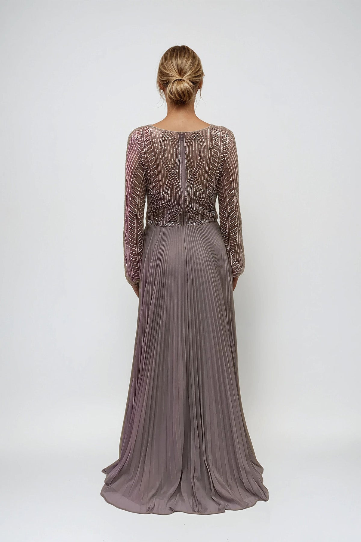 Mother of the Bride Dresses Long Formal Pleated Sequin Mother of the Bride Dress Mauve