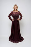 Mother of the Bride Dresses Long Formal Pleated Sequin Mother of the Bride Dress Wine