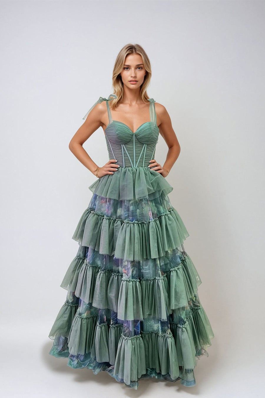 Prom Dresses Long Formal Layered Prom Dress Moss