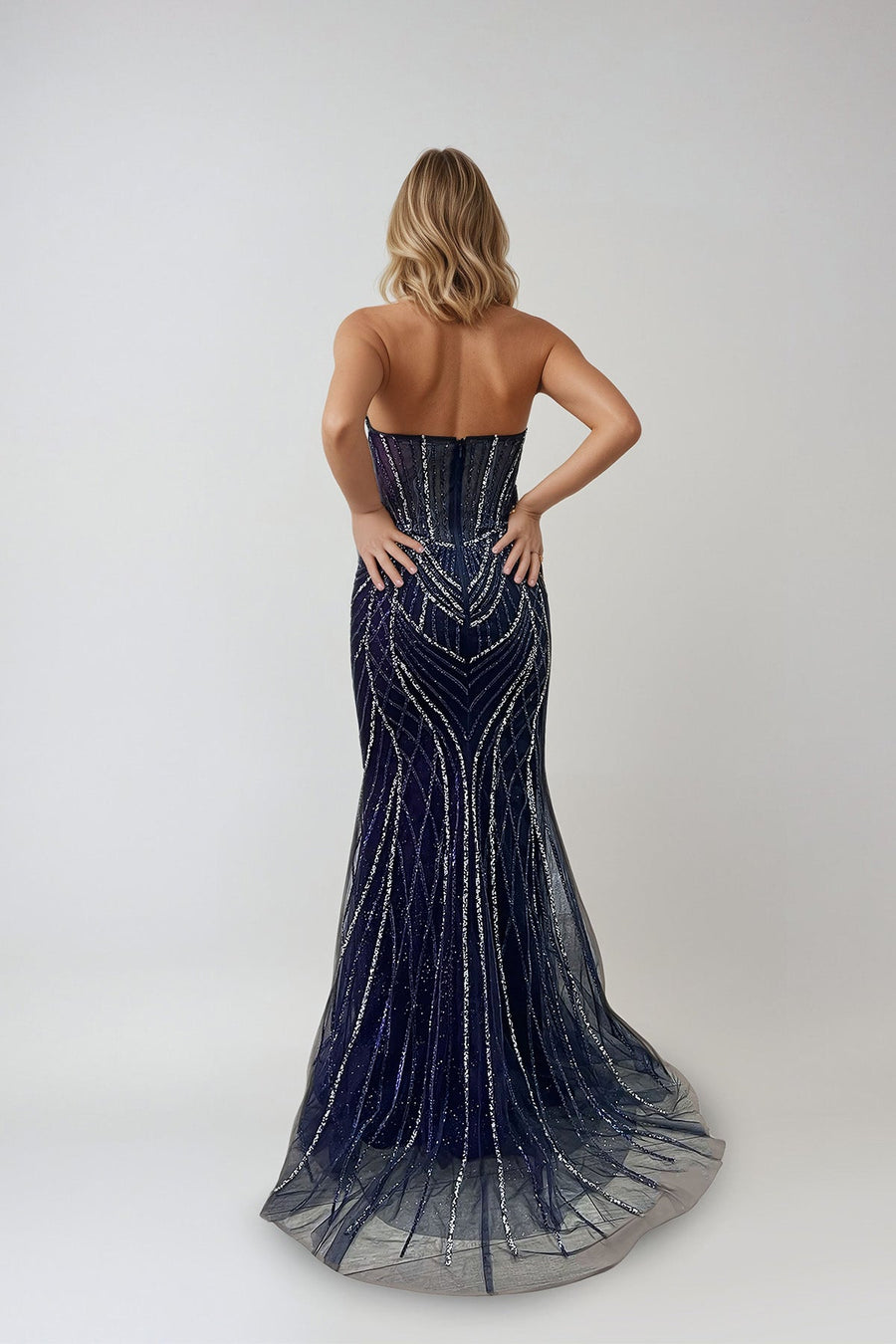 Prom Dresses Short Fitted Formal Evening Prom Dress Navy Blue