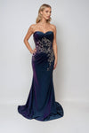 Prom Dresses Prom Long Beaded Ruched Formal Sequin Dress Navy Blue