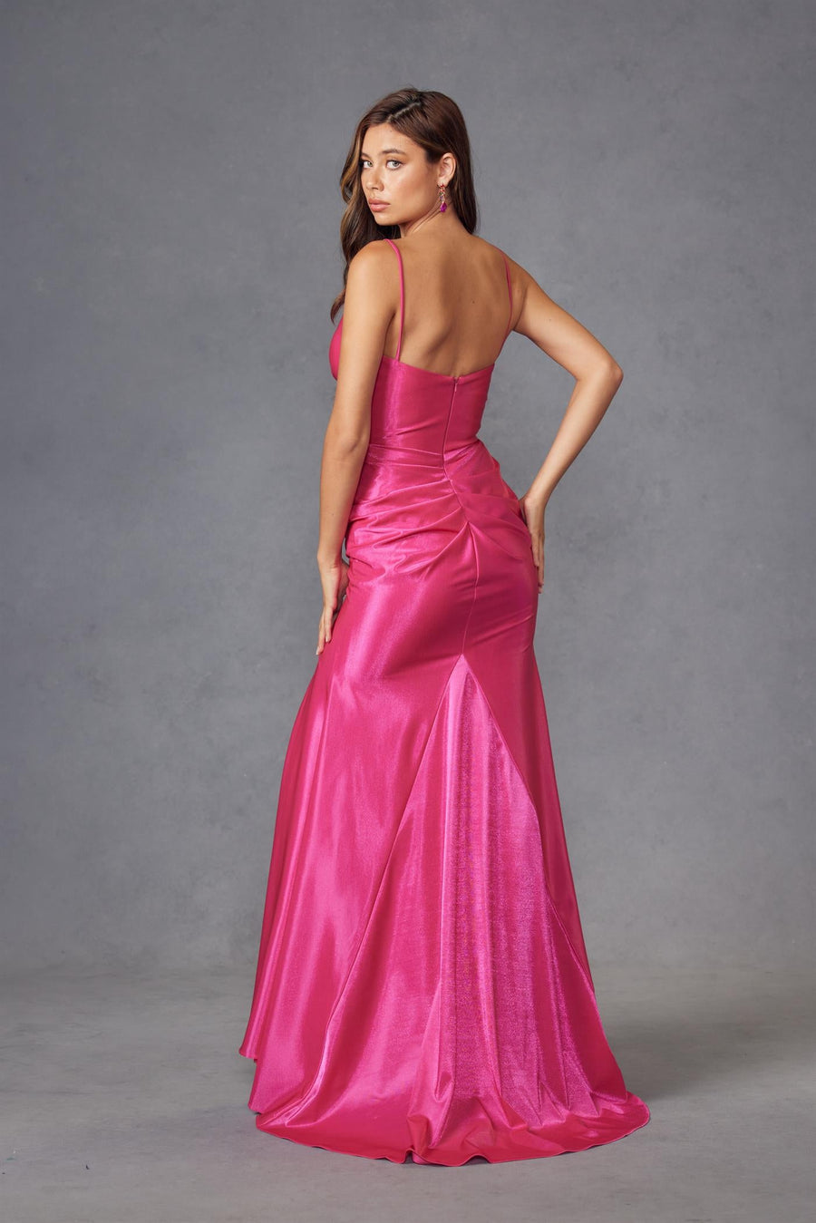 Prom Dresses Long Formal Fitted Slit Prom Dress Fuchsia