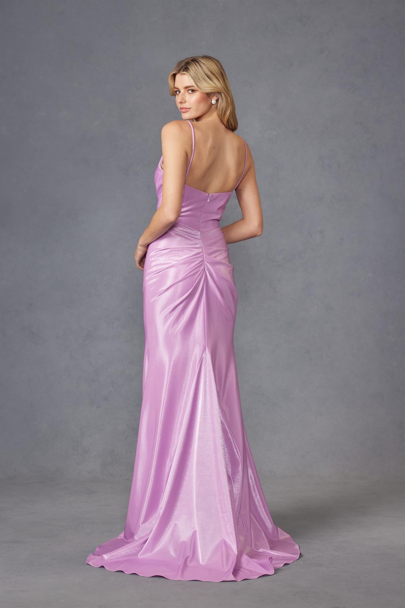 Prom Dresses Long Formal Fitted Slit Prom Dress  Lilac