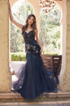 Prom Dresses Long Mermaid Formal Floral Lace Prom Dress Black