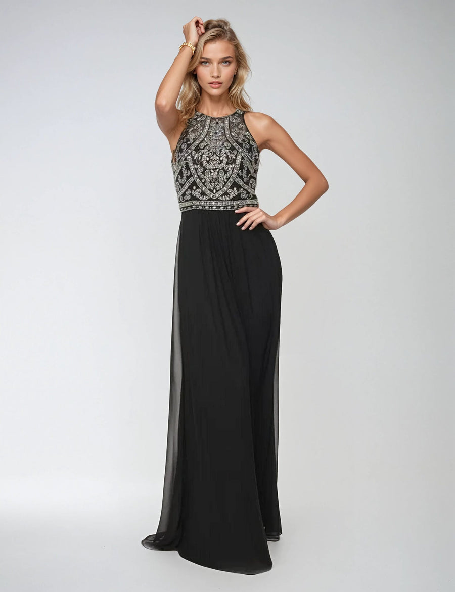 Proml Dresses Beaded Long A Line Formal Prom Dress Black