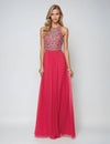 Prom Dresses Beaded Long A Line Formal Prom Dress Fuchsia