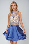 Cocktail Dresses Short Cocktail Two Piece Beaded Layered Dress Royal Blue
