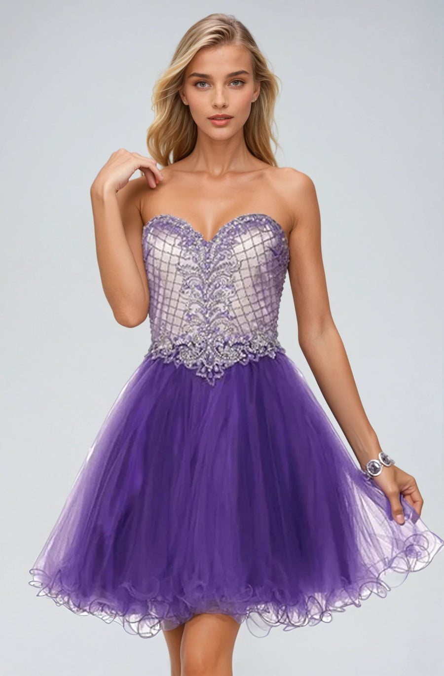 Cocktail Dresses Beaded Homecoming Short Cocktail Dress Purple