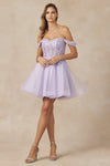 Cocktail Dresses Glitter Homecoming Short A Line Dress Lilac