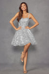 Cocktail Dresses Short Homecoming Glitter Corset A Line Prom Dress Silver