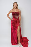 Prom Dresses Long Formal Fitted Slir Prom Beaded Dress Red