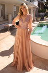 Plus Size Dresses Long Plus Size Formal Pleated Evening Dress Rose Gold