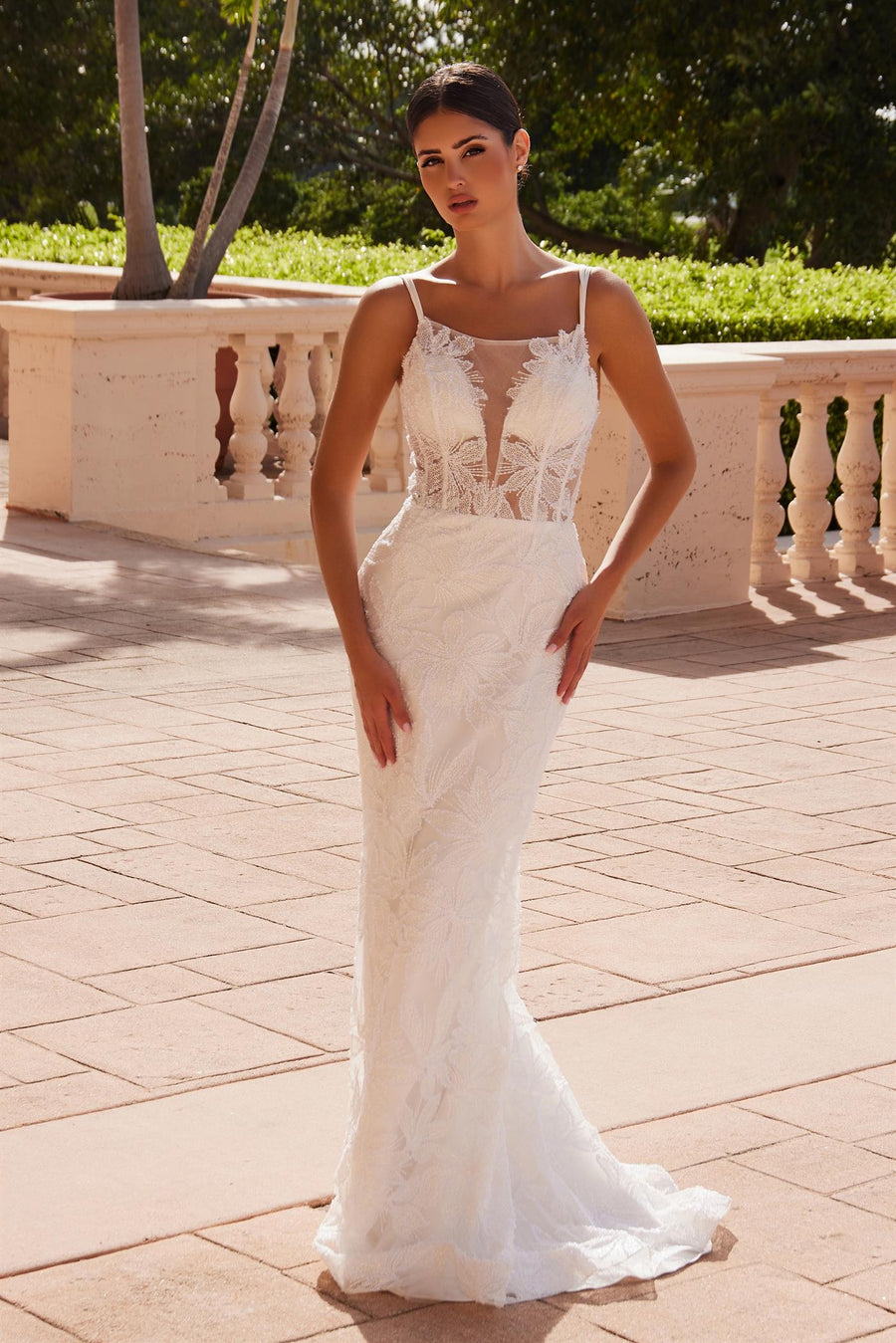 Wedding Dresses Long Beaded Wedding Dress White