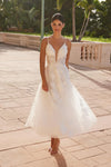 Wedding Dresses Floral Tea Length Wedding Dress  White