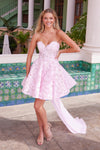 Wedding Dresses Short Layered Bow Detail Wedding Dress Pink