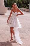 Wedding Dresses Short Layered Bow Detail Wedding Dress White