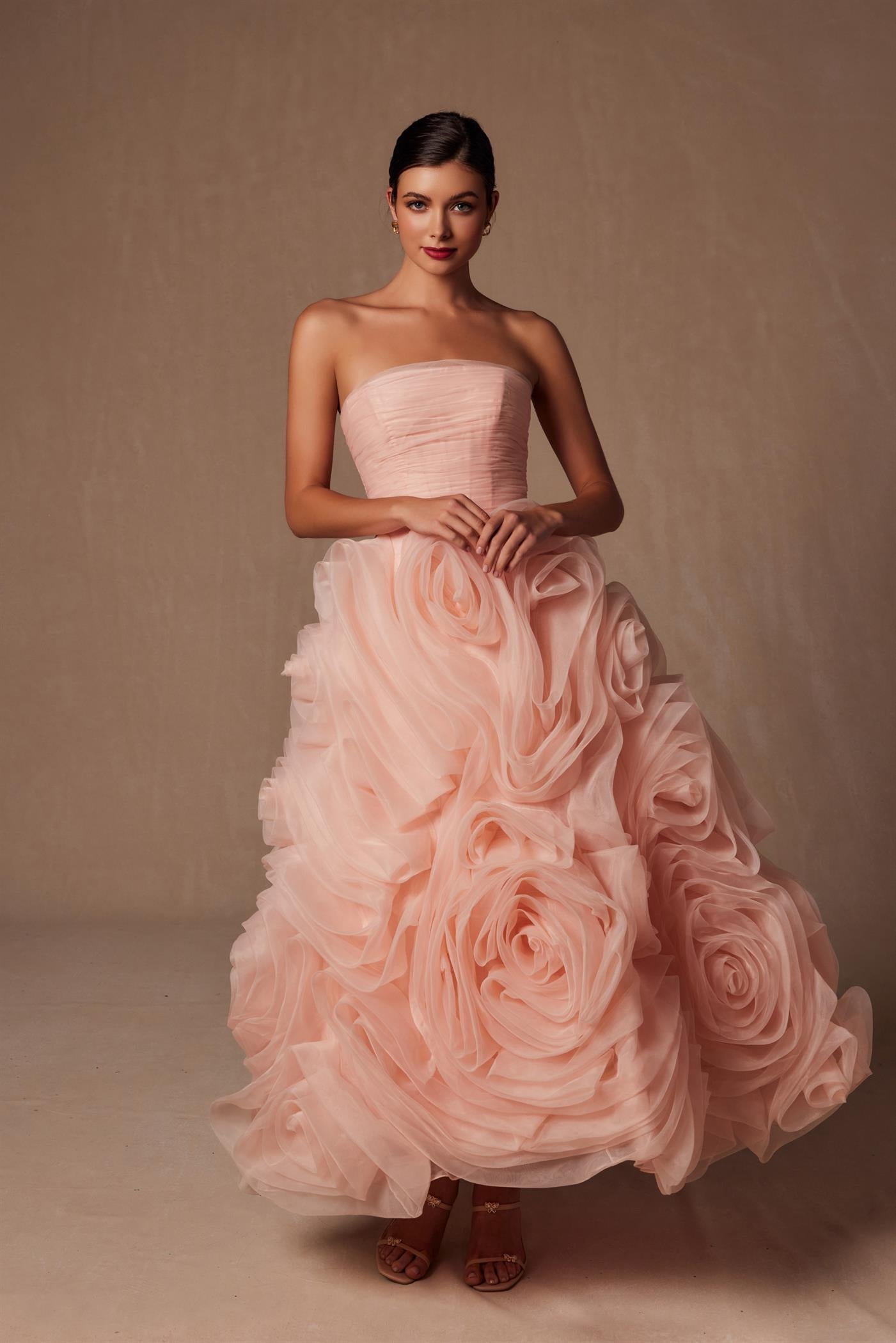 Wedding Dresses Tea Length Layered Wedding Dress Peach