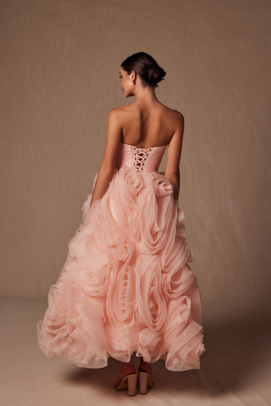 Wedding Dresses Tea Length Layered Wedding Dress Peach