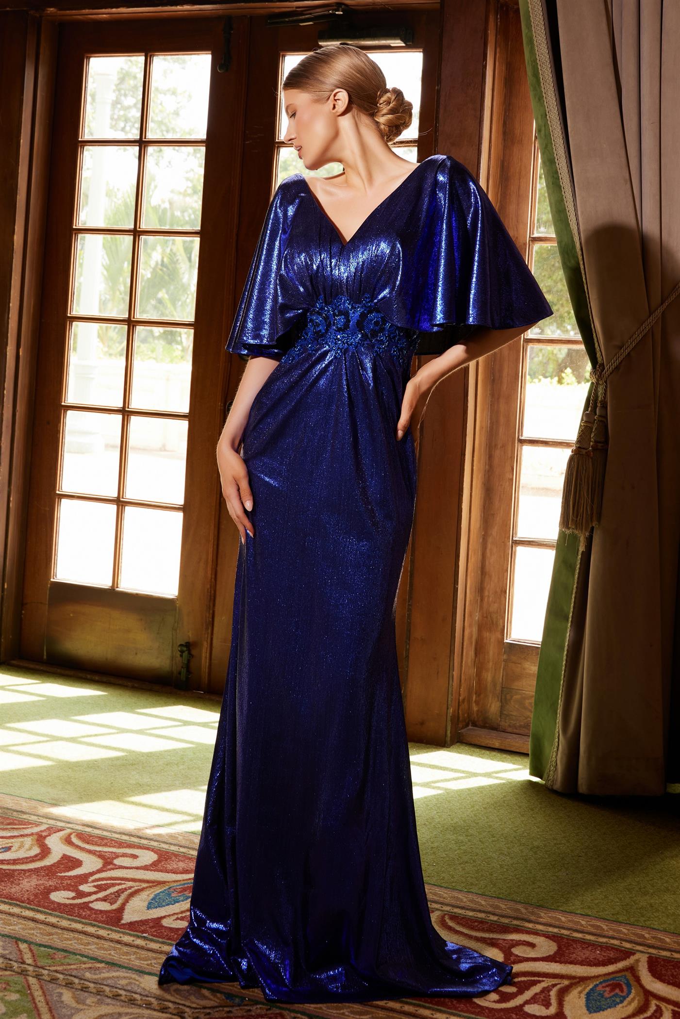 Mother of the Bride Dresses Long Metallic Mother of the Bride Formal Dress Royal Blue