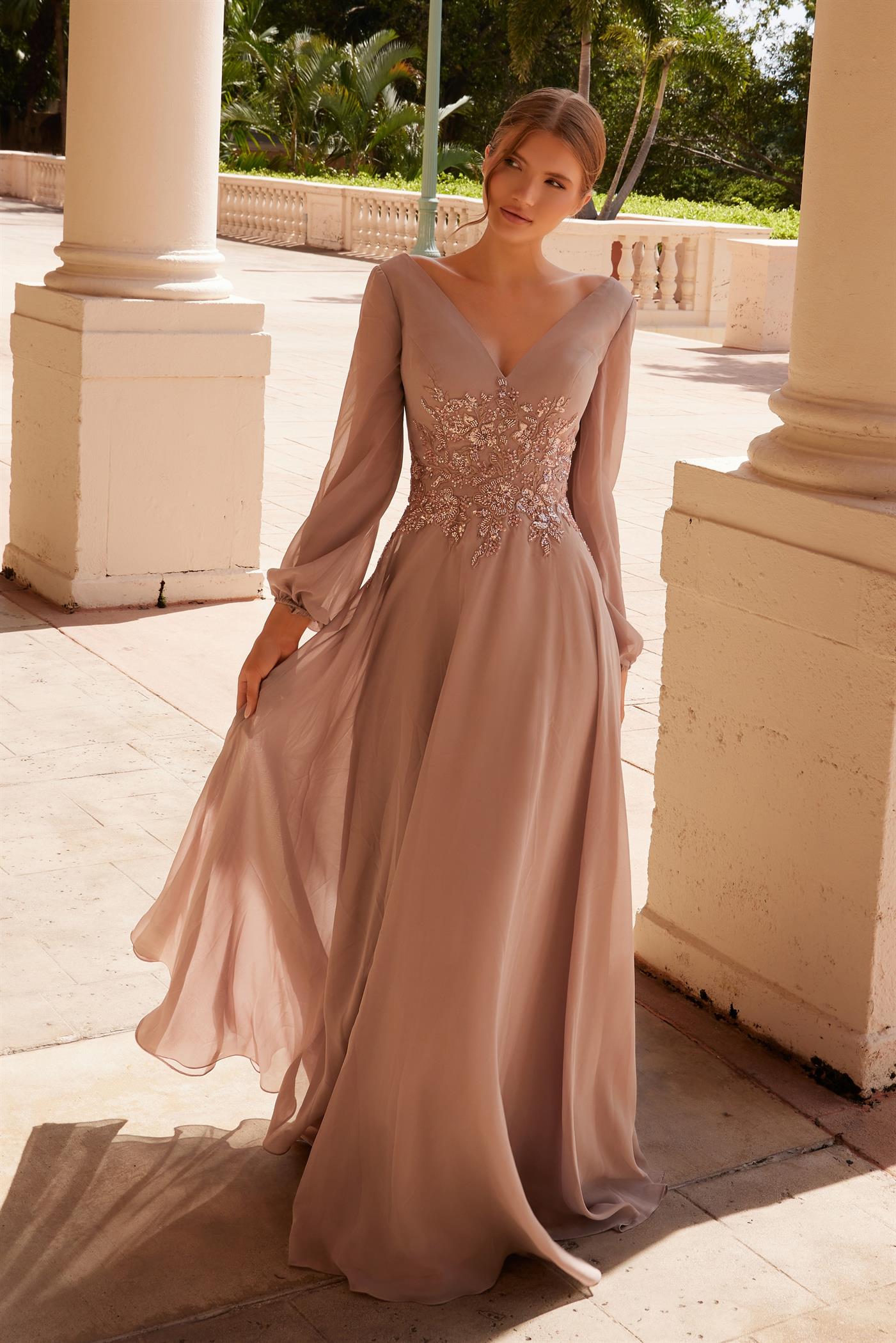 Mother of the Bride Dresses Long Beaded Evening Mother of the Bride Dress Cappuccino