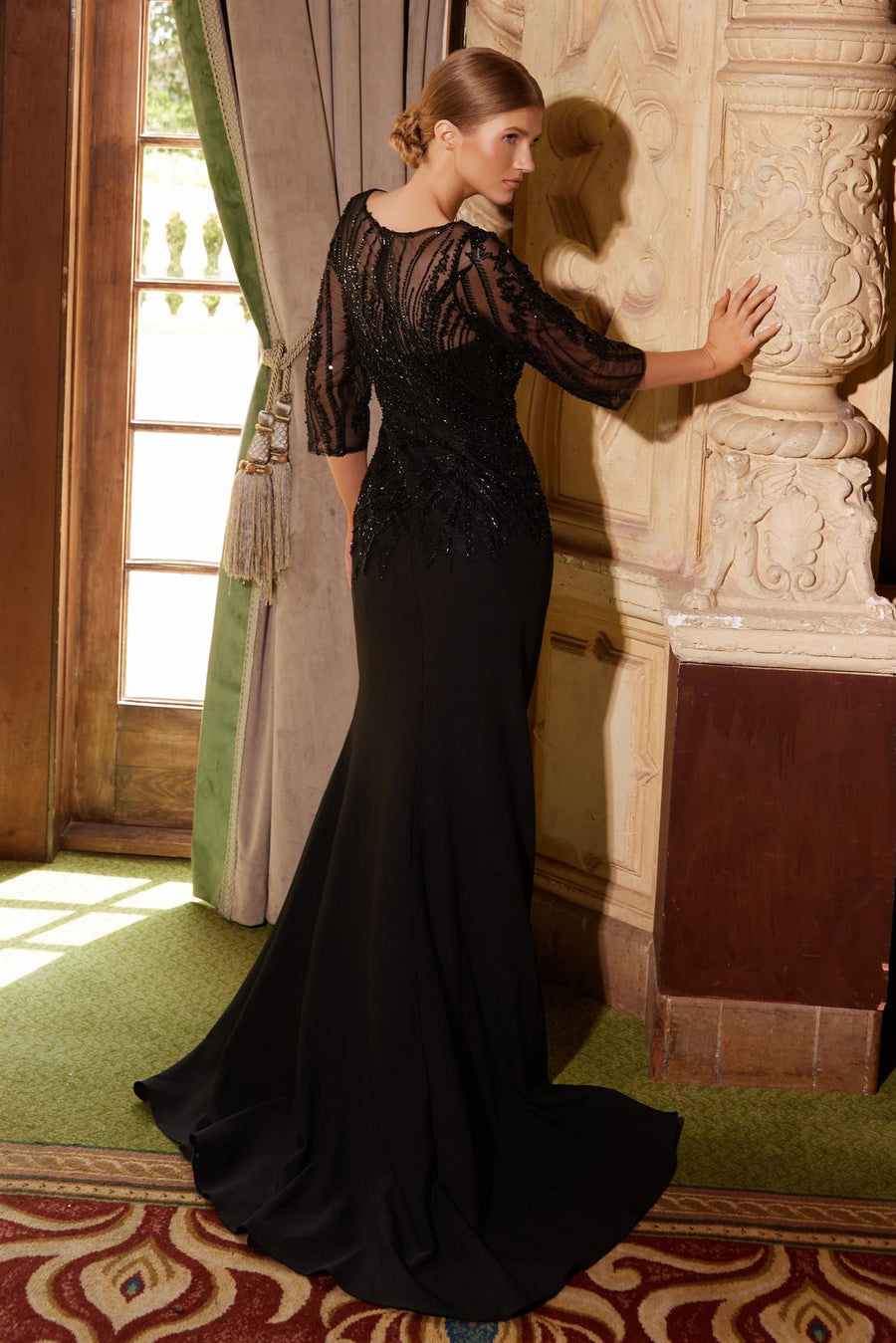 Mother of the Bride Dresses Long Evening Gown Beaded Mother of the Bride Dress Black
