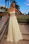 Prom Dresses Long Formal Intricate Flower Formal Prom Dress Lemon
