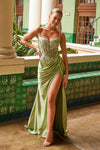 Prom Dresses Long Evening Gown High Slit Formal Prom Dress Sage Green