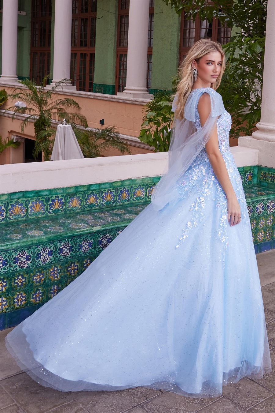 Prom Dresses Long Formal A Line Applique Prom Dress Blue