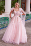 Prom Dresses Long Formal A Line Applique Prom Dress Blush