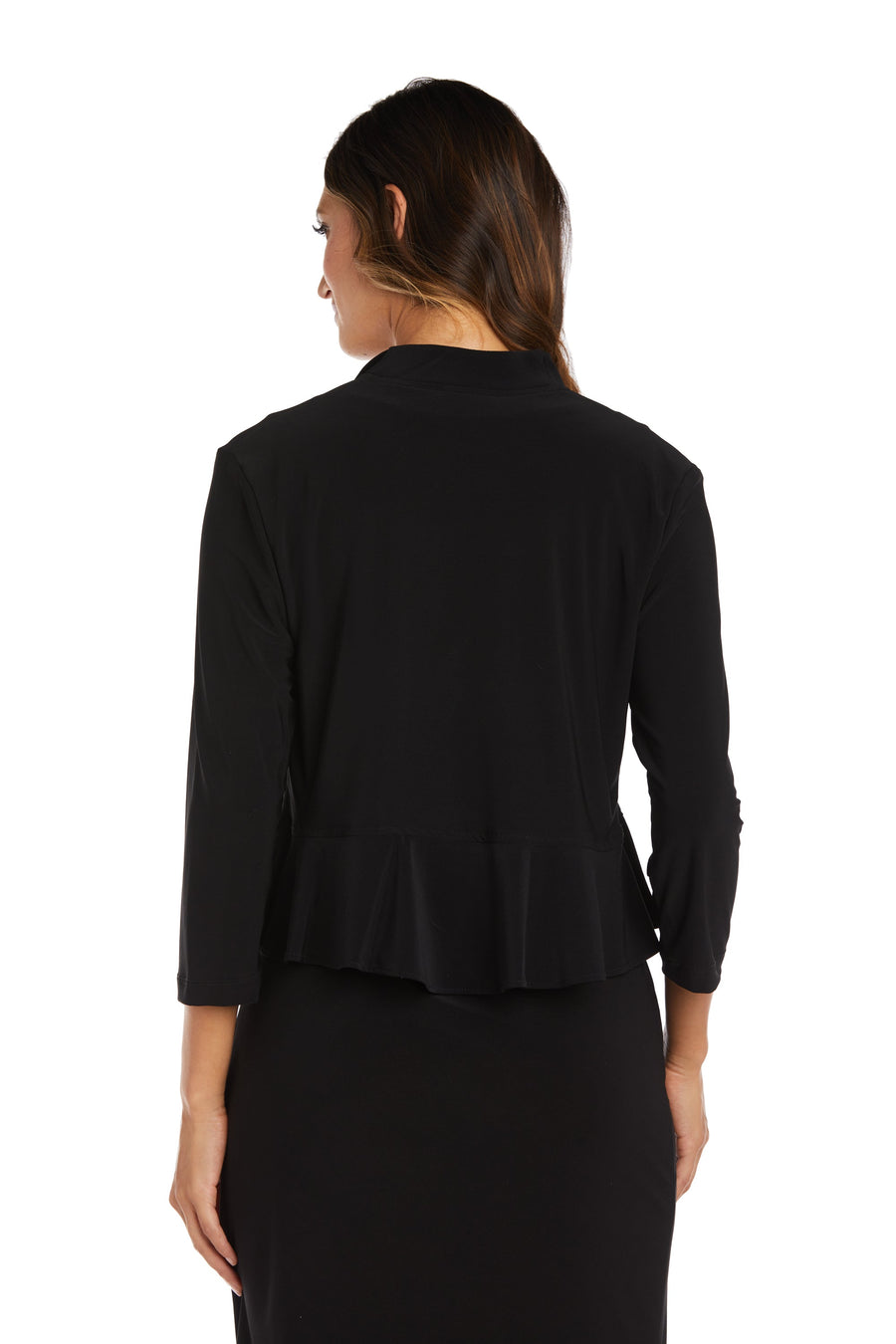 Top & Jacket 42780 Formal 3/4 Sleeve Ruffle Jacket Black