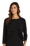 Top & Jacket 42780 Formal 3/4 Sleeve Ruffle Jacket Black