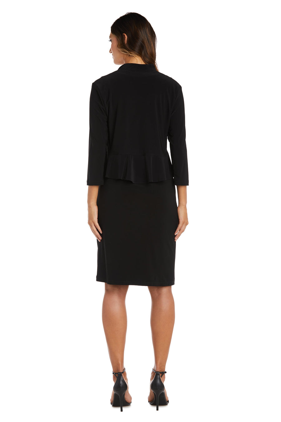 Top & Jacket 42780 Formal 3/4 Sleeve Ruffle Jacket Black