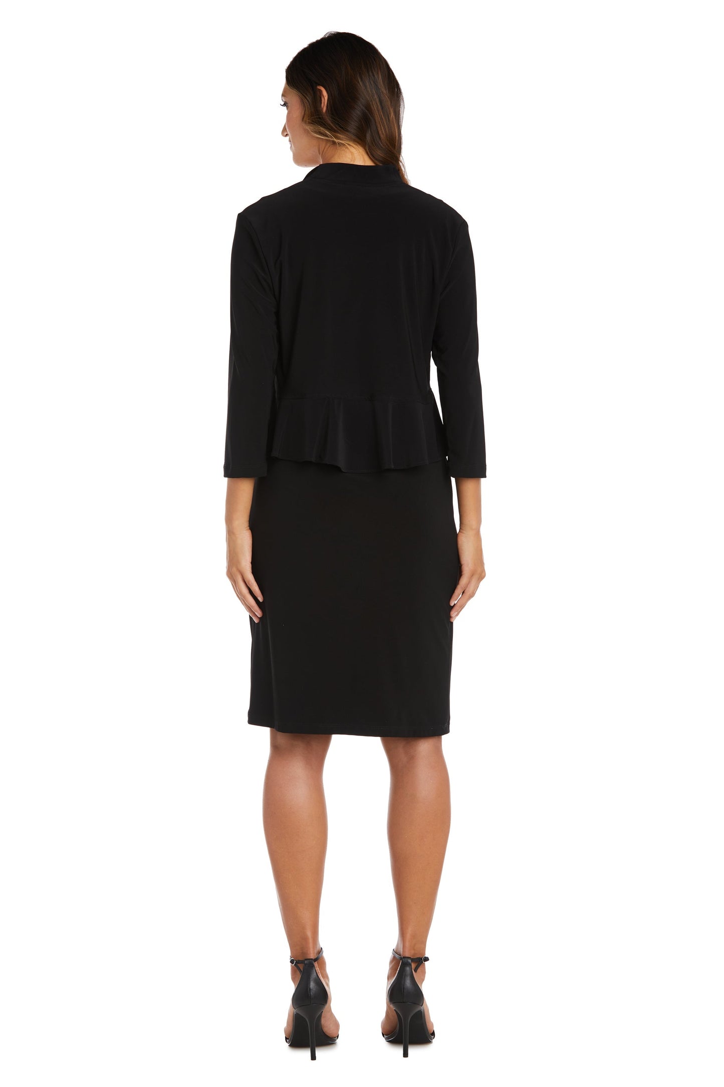 Top & Jacket 42780 Formal 3/4 Sleeve Ruffle Jacket Black